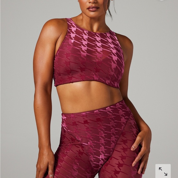 Savage X Fenty Poinsettia Red Plum Houndstooth High-Waist Legging Set - Picture 2 of 14